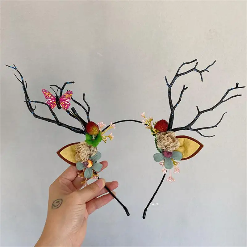 Christmas LED Light Antler Headband Cute Glowing Elf Elk Hair Hoop Hair Accessories Christmas Party Atmosphere Decoration