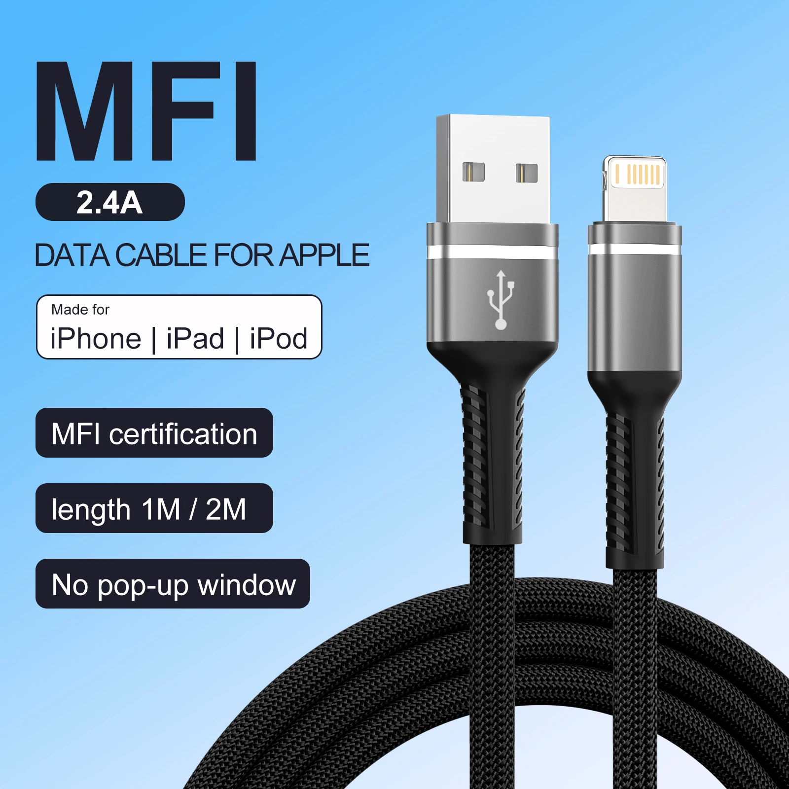 MFi Certified Nylon Braided Fast Charging USB Lightning Cable