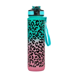 Leopard Print High - Quality Portable Water Bottle with Straw, 1L Capacity - 1L (Green Red)