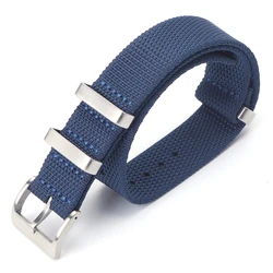 Enhanced Nylon Braided Sport Watch Strap - Durable Fabric Wristband Belt - 22mm (Blue)