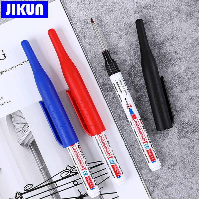 4Pcs/Set Large Capacity Long Head Markers Pen Bathroom Woodworking  Decoration Multi-purpose Deep Hole Marker Pens Pen Black Ink