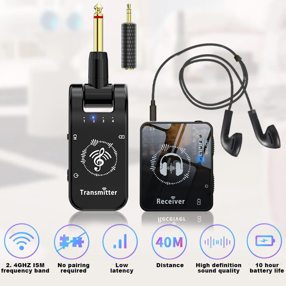 Wireless in Ear Monitor System Rechargeable Transmitter Receiver 10H Battery Life for Studio Band Rehearsal Live Performance wireless in ear monitor