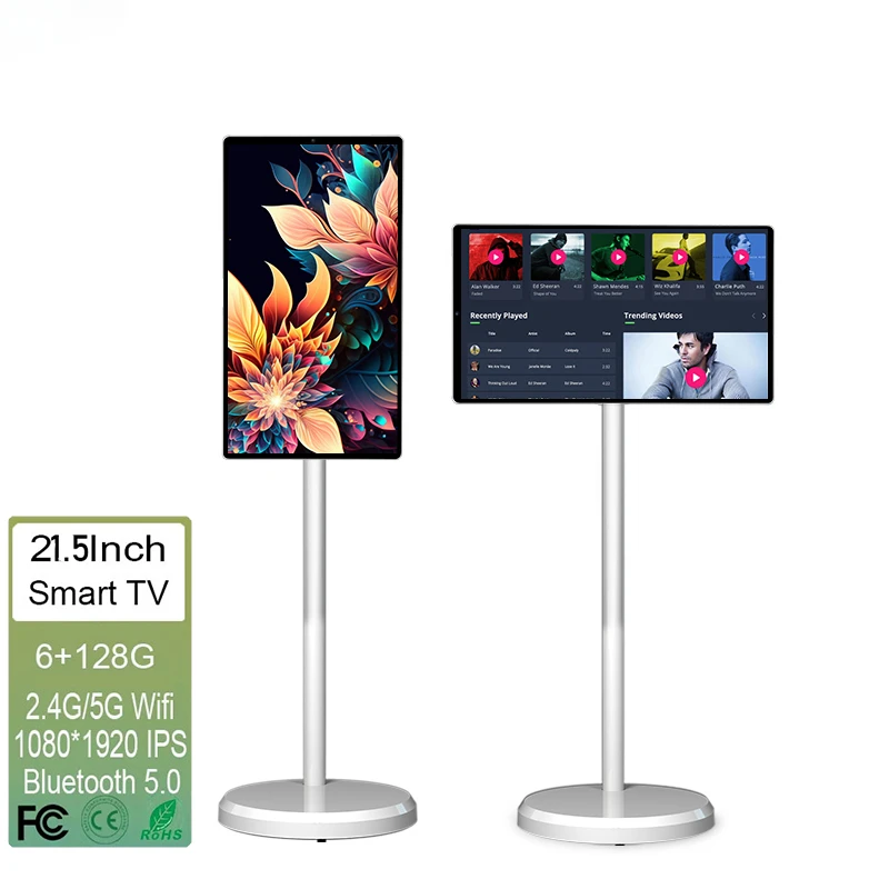 Professional 21.5 Inch Stand Tv 128gb 6000mah Smart Tv 21.5" Smart Televisor Mini Portable Touchscreen with Camera