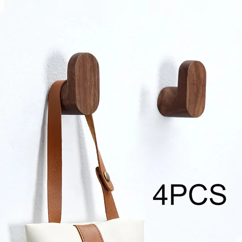 

Wooden Decor Holder Bathroom Door Accessories Hanger Organize Kitchen Gadgets 4pcs Hook Key Multi-purpose Storage Coat Wall Rack