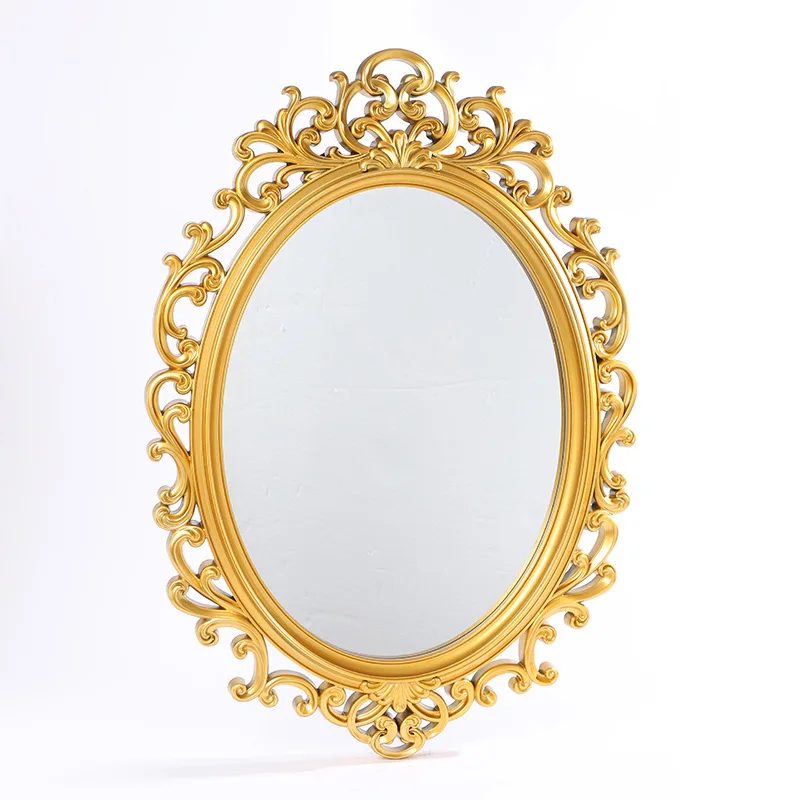 

New pattern embossed decorative mirror, European retro gold decorative mirror, ornaments, living room home oval decorative mirro