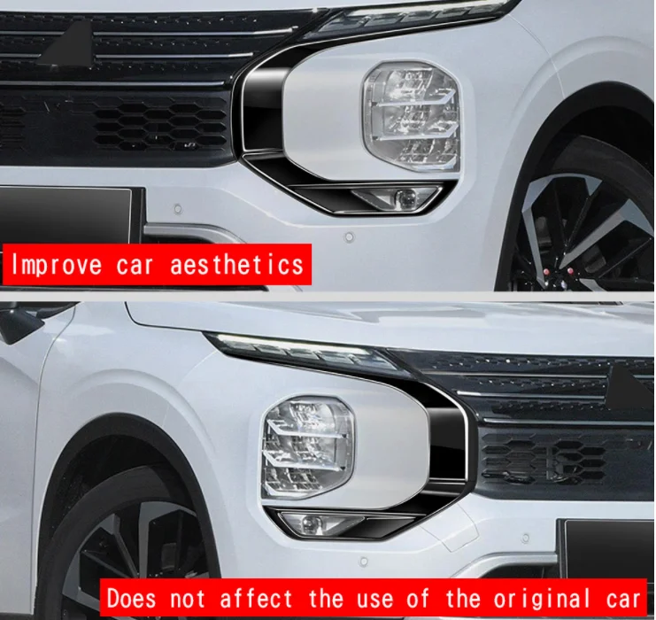 For Mitsubishi Outlander PHEV Accessories 24 ABS Front Bumper Side Strips Trim Decorate Beautify Grille Bright Stripe