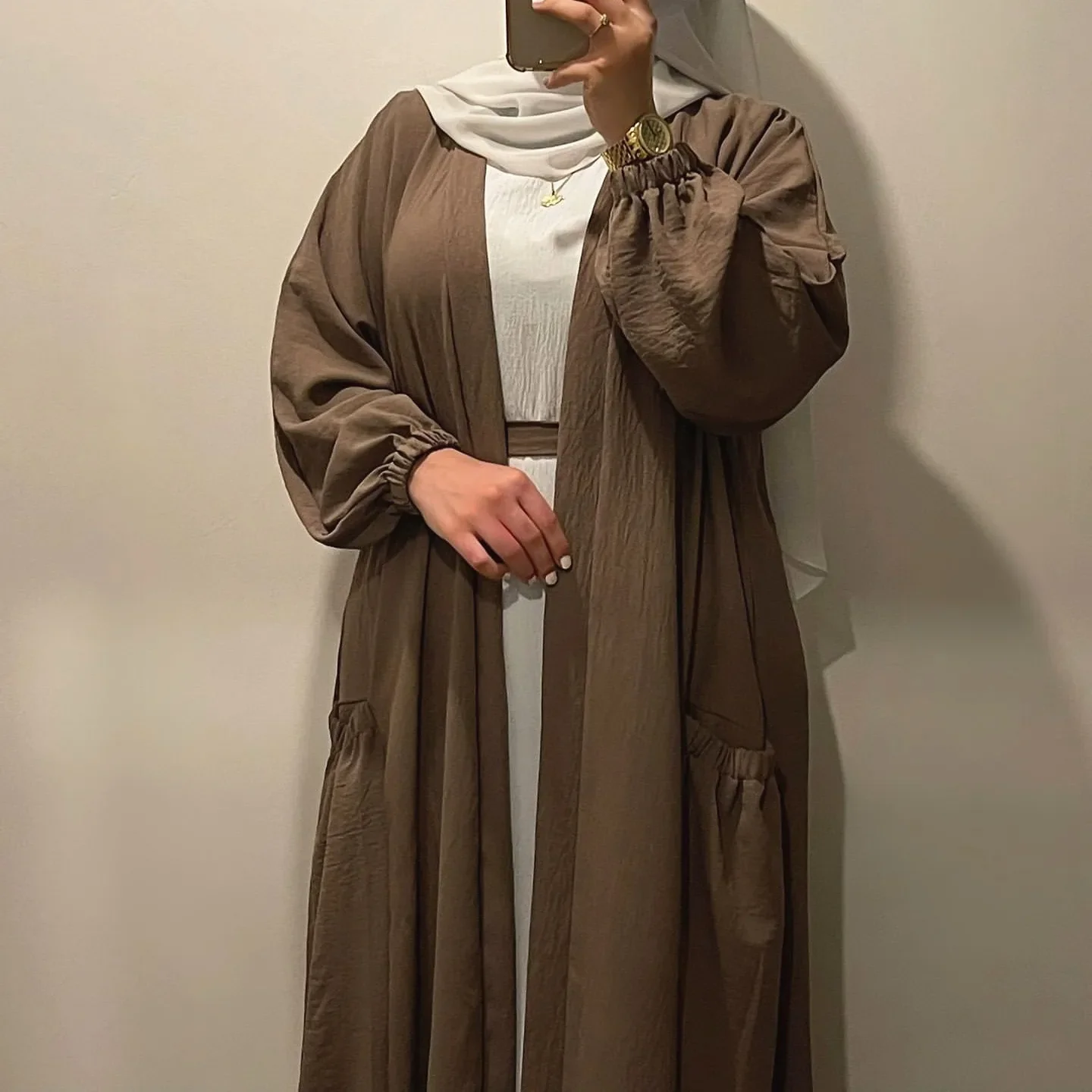 Eid Open Abaya Luxury Kimono Dubai Muslim Hijab Dress Turkey Plain Abayas for Women with Belt Modest Kaftan Robe Islam Clothing