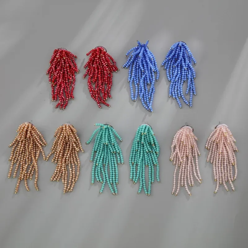 

Beaded earrings Tassel Ear of wheat Fashion Hand weaving Bohemia Alloy Simplicity Rice bead earrings