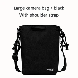 Waterproof Fleece Camera Backpack with Drawstring Lens Pouch (Black with strap L)
