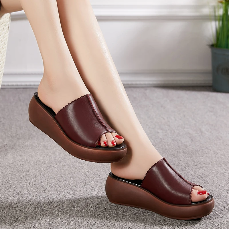 Slippers Women Summer New 2024 Wedges Shoes For Woman Flat Platform Sandals Open Toe Fairy Style Ladies High Heels