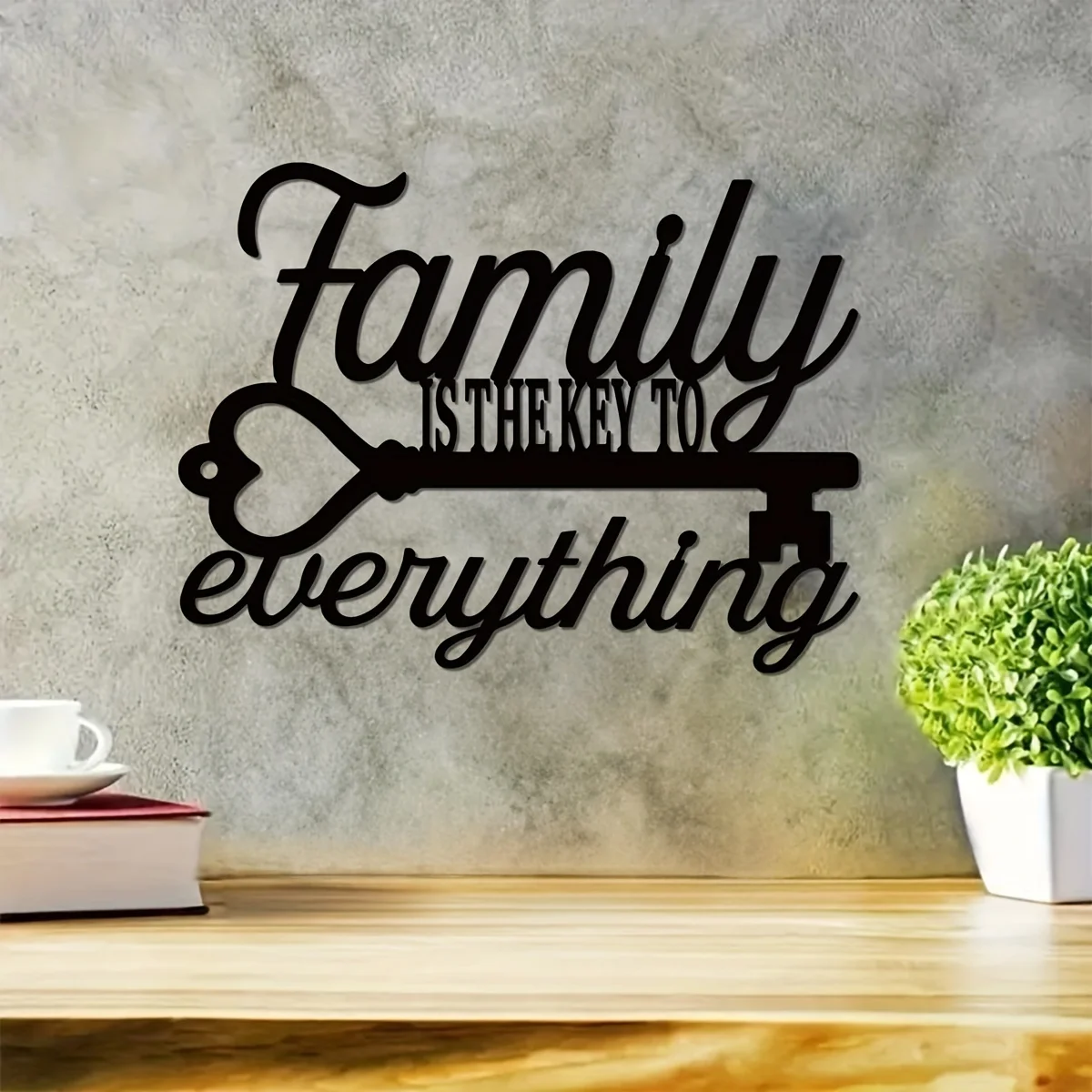 

1pc Family Is The Key To Everything Metal Sign, Metal House Warming Gift, Metal Word Wall Art, Wall Decor Steel, Home Decor Gift