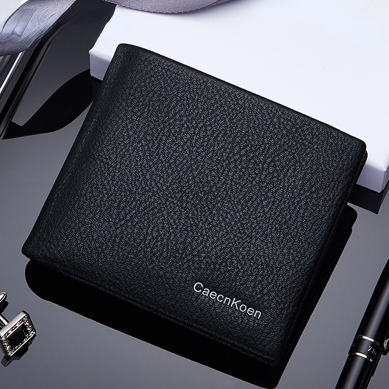 Men's wallet leather driver's license card holder all-in-one short Coin purses cowhide wallet for young male money clip bag