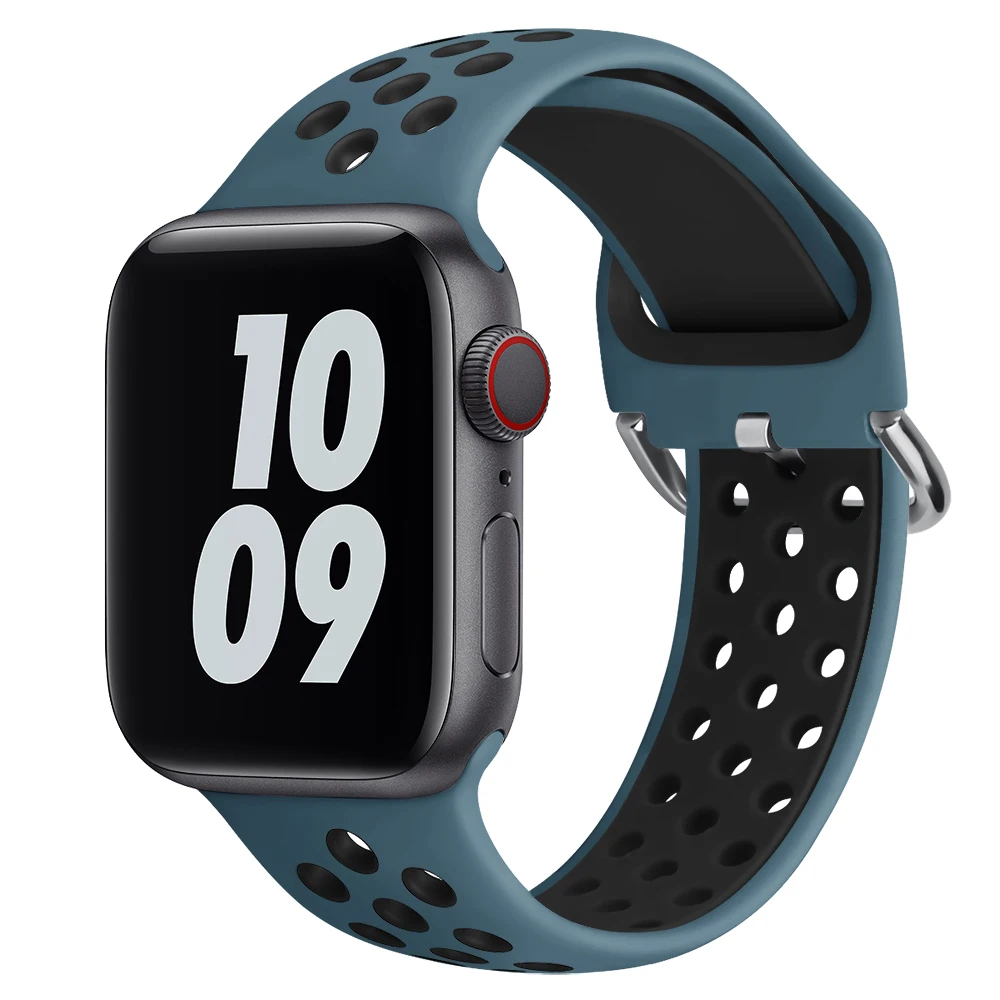 Pour Apple Watch Ultra Band 49mm 45mm 41mm Bracelet en silicone Bracelet de sport respirant Iwatch Series 8 7 6 5 4 3 38mm 42mm 44mm 40mm_voghion.com