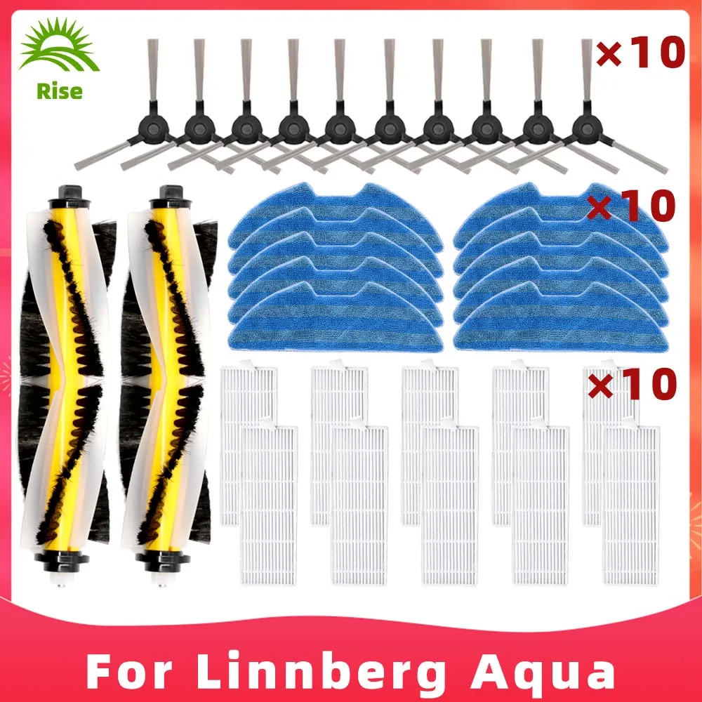 Escova Lateral Principal para Linnberg Aqua Robot Vacuum Roller Filtro Hepa Mop Panos Peça de Reposição de Pano