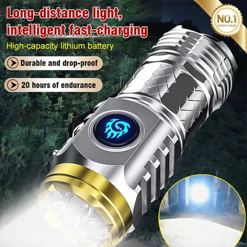 

Type-C Rechargeable Waterproof Flashlight Adjustable Brightness Flash Light Super Bright Flashlight Powerful Handheld Flashlight