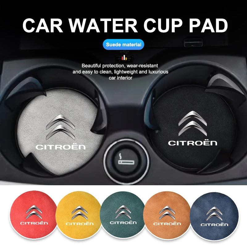 2Pcs Car Cup Coaster Pad Antiscivolo Di Alta Qualità Colorato Per Citroen C5 C1 C2 C6 C4L Ds3 Ds4 Ds5 C-Elysee Grand Berlingo
