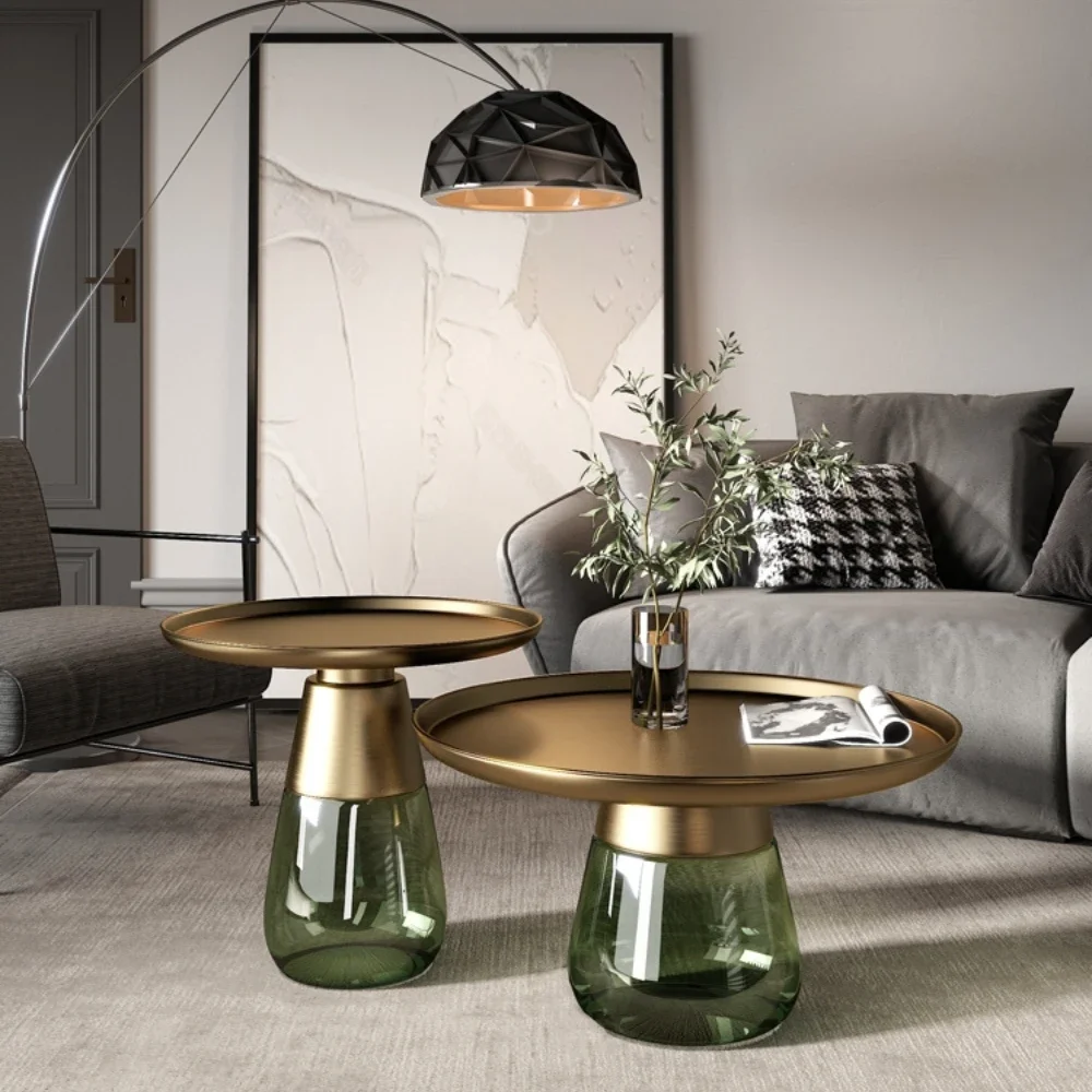 

Роскошный кофейный столик светильник, маленький круглый стол для хранения мебели в гостиной