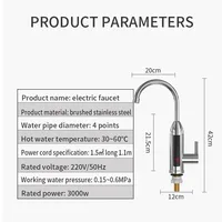 Chauffe-eau électrique 3000W, robinet de cuisine, eau chaude et froide, double usage, affichage LCD, chauffe-eau instantané, robinets d'eau 5
