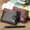 Men Wallets Patchwork Leather Short Male Purse with Coin Pocket Card Holder Brand Trifold Wallet Men Clutch Money Bag 6