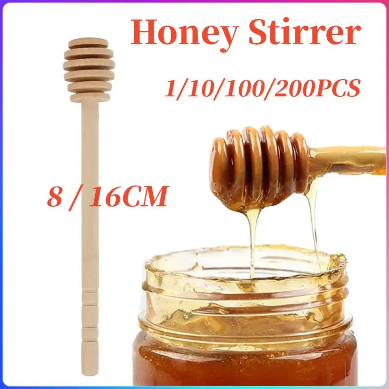 8/16Cm Mini Cucchiaio Di Miele In Legno Eco-Friendly Manico Lungo Bastoncino Di Miscelazione Strumento Da Dessert Agitatore In Legno Per Forniture Da 