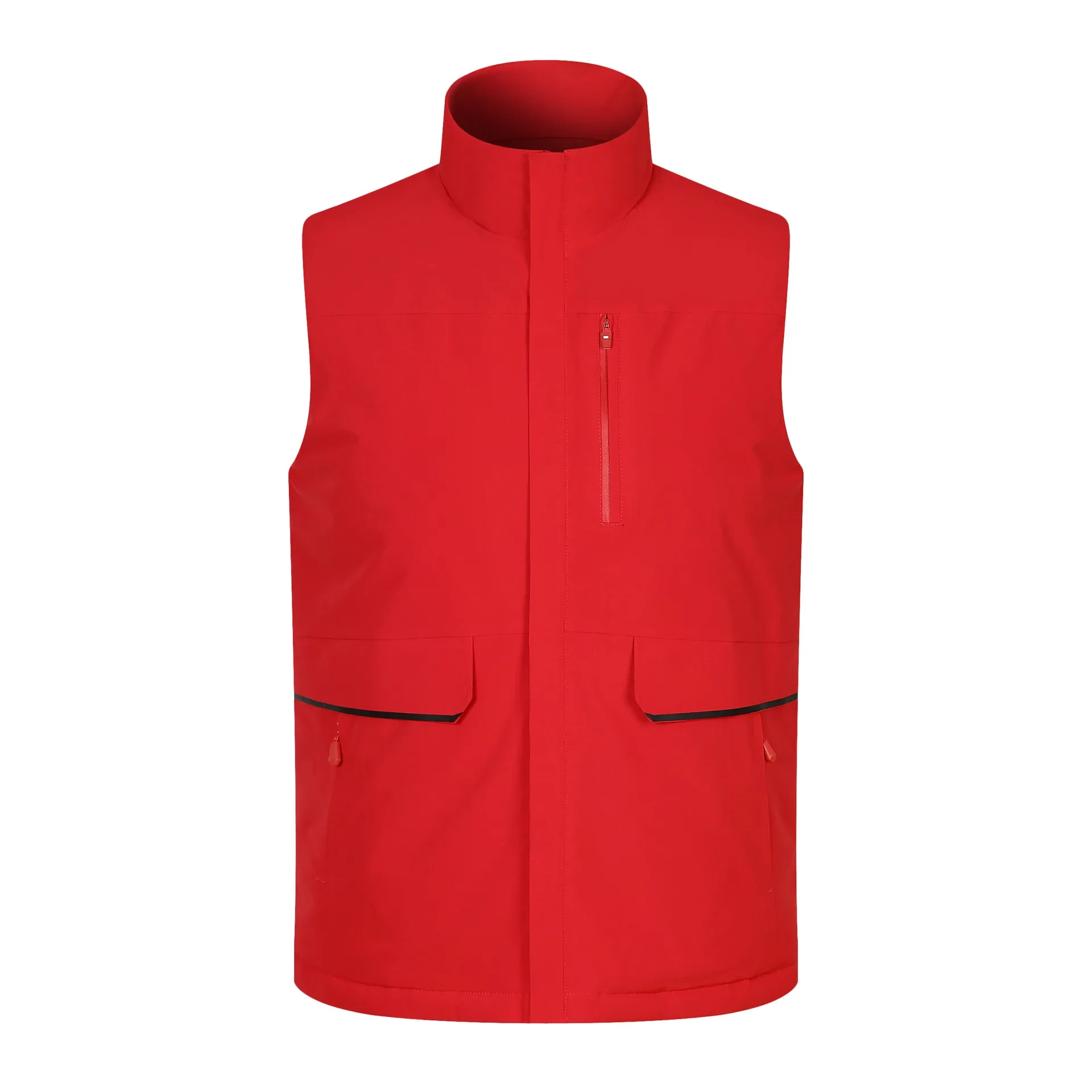 Autumn/Winter Thickened Down Cotton Vest Printed Workwear Stand Collar Men's Women's Outdoor Activities Warm Vest