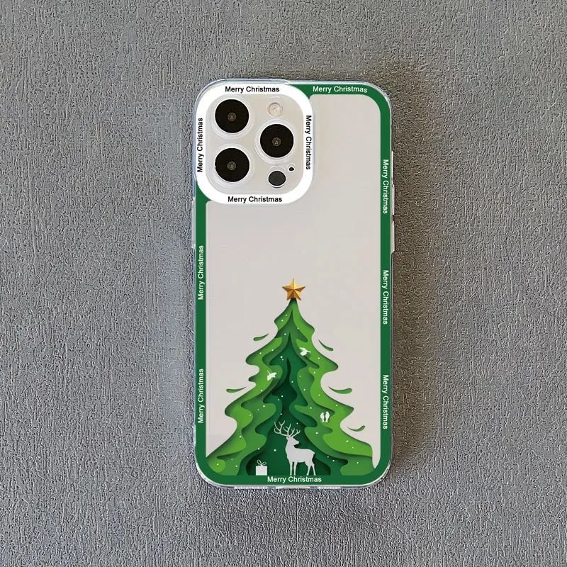 Frohe Weihnachten Baum Santa Claus Handy hülle für iPhone 15 14 plus Pro Max 13 12 11 Pro Max x xr xs Landschaft transparente Abdeckungen – Detail 7