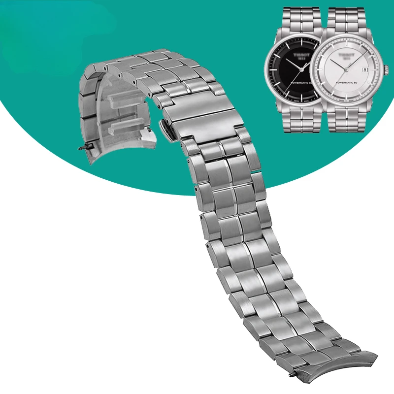 

For Tissot T086 Watchbands 1853 Luxury Glossy Men's Steel Chain Integrated T086407 T086408a Series Arc Interface Accessories