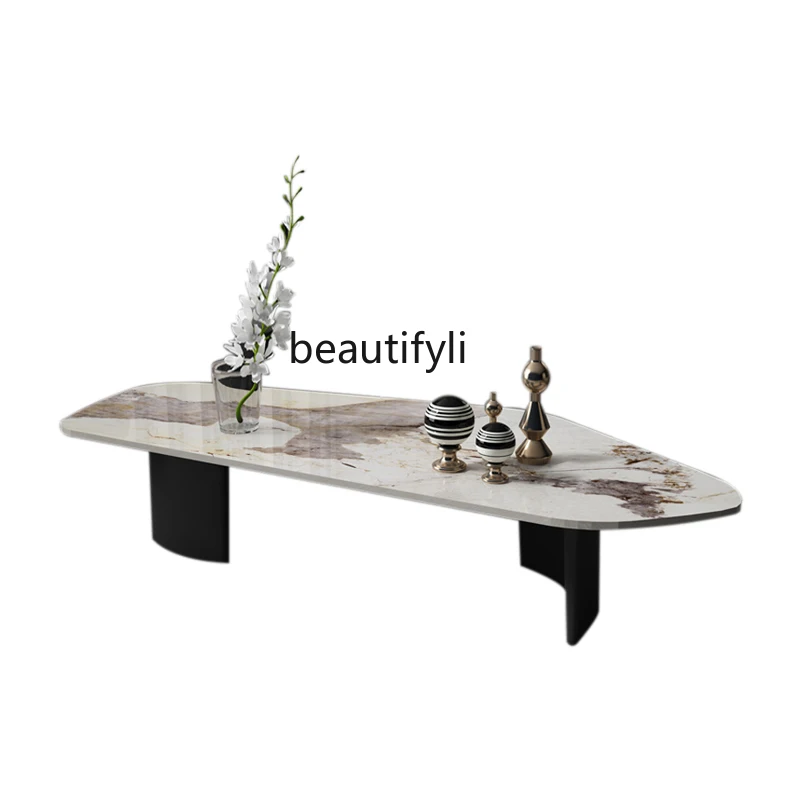 

Italian Living Room Special-Shaped Marble Coffee Table Designer Post-Modern Simple round Rectangular Custom Stone Plate