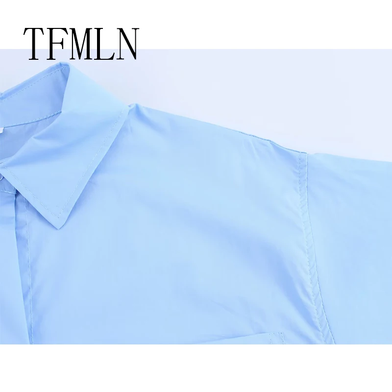 TFMLN Summer New Women Poplin Blouses Shirts Female Oversized Short Sleeve Tops Shirts Casual Top