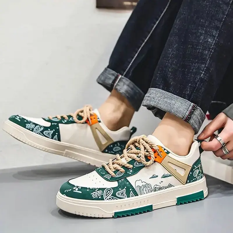 

Hot Sale Men Vulcanized Shoes Casual Shoes Fashion Luxury Designer Outdoor Painting Shoes Male Trainers Plate-forme Sneakers