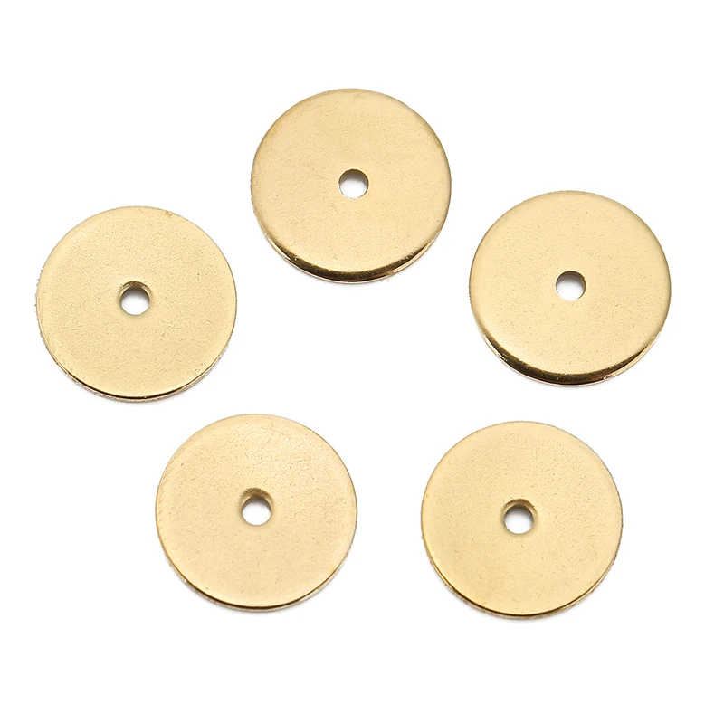 50pcs 4 5 6 8 10mm Stainless Steel Flat Disc Spacer Beads Gold Blank Round Loose Beads for DIY Bracelets Necklace Jewelry Making