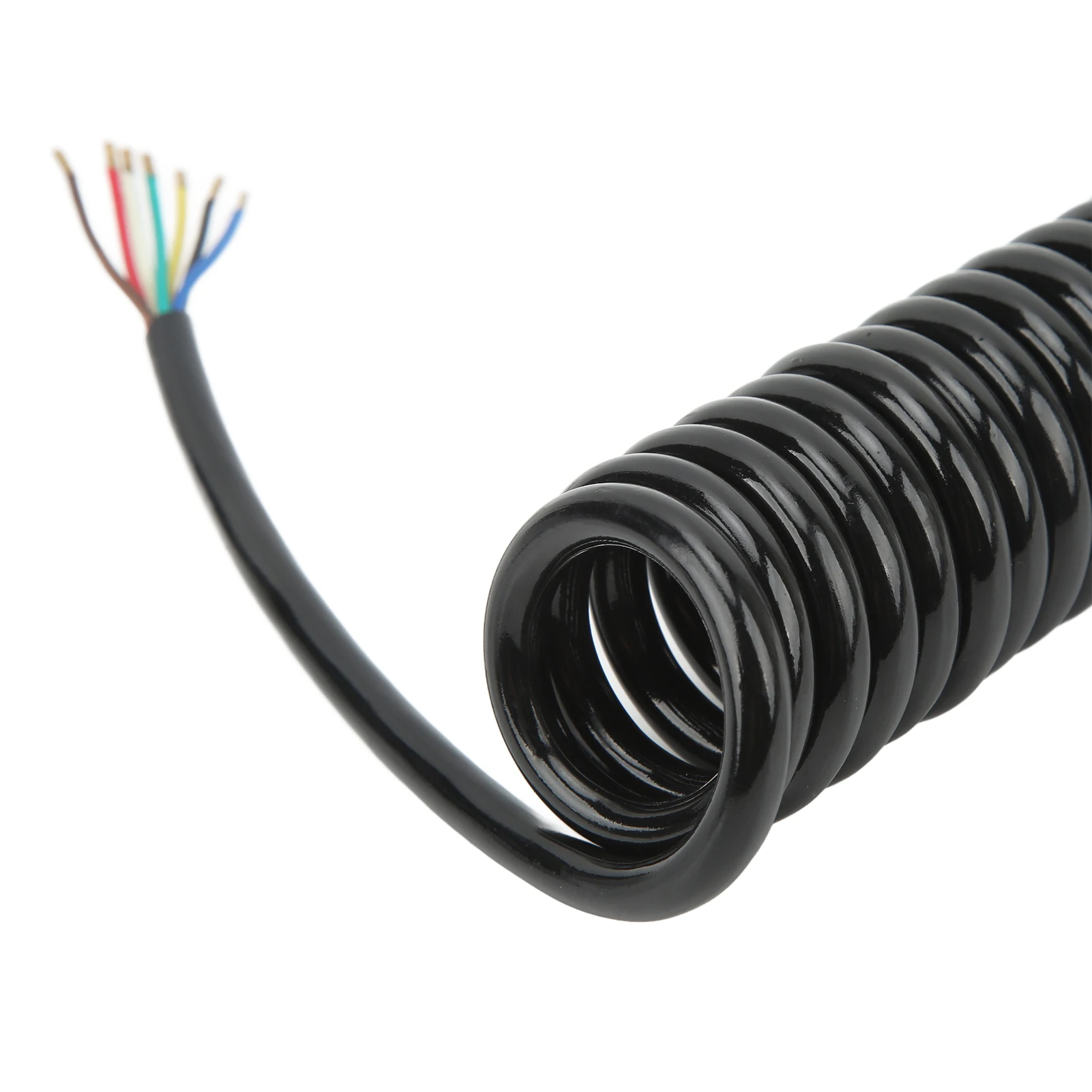 Trailer Extension Coiled Cable 20AWG 7 Core Power Extension Cable 12.8ft For Tow Truck RV