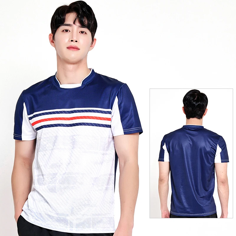 Summer Couple Badminton Wear Printed Quick Drying Short sleeved T-shirt for Men's and Women's Team Competition