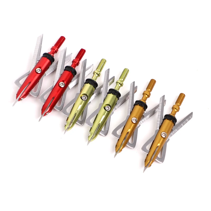 thumbnail image 2 of 6 Or 12 Pack Of 100-Grain Fixed Blade Broadheads - Screw-In Arrow Tips For Compound/Recurve Bows 2 of 12