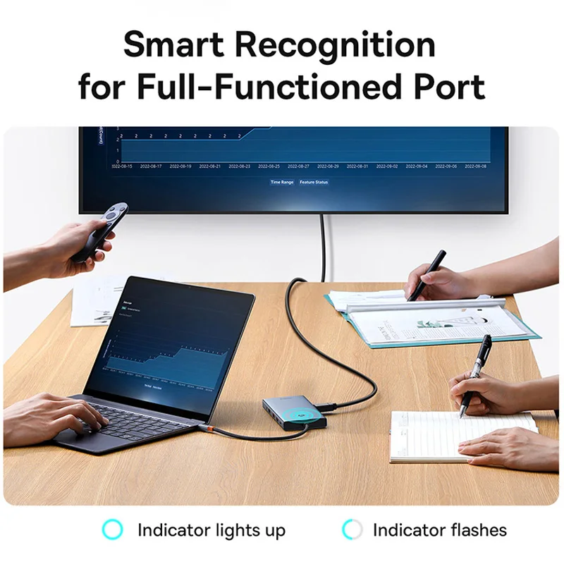 Adaptador de Hub Compatível com Baseus-usb tipo c para Hdmi 13-em1 dp 4k 60hz 120hz Rj45 Conversor Vga pd 100w Usb 3.0 2.0 para Macbook pc - Imagem 4