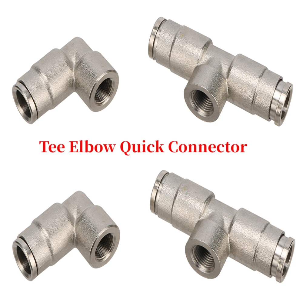 

Quick Connectors 1/8" Female Thread To 3/8" Elbow Connector 9.52mm Hose Pipe Tee Elbow, Quick Connector Copper Misting Nozzles