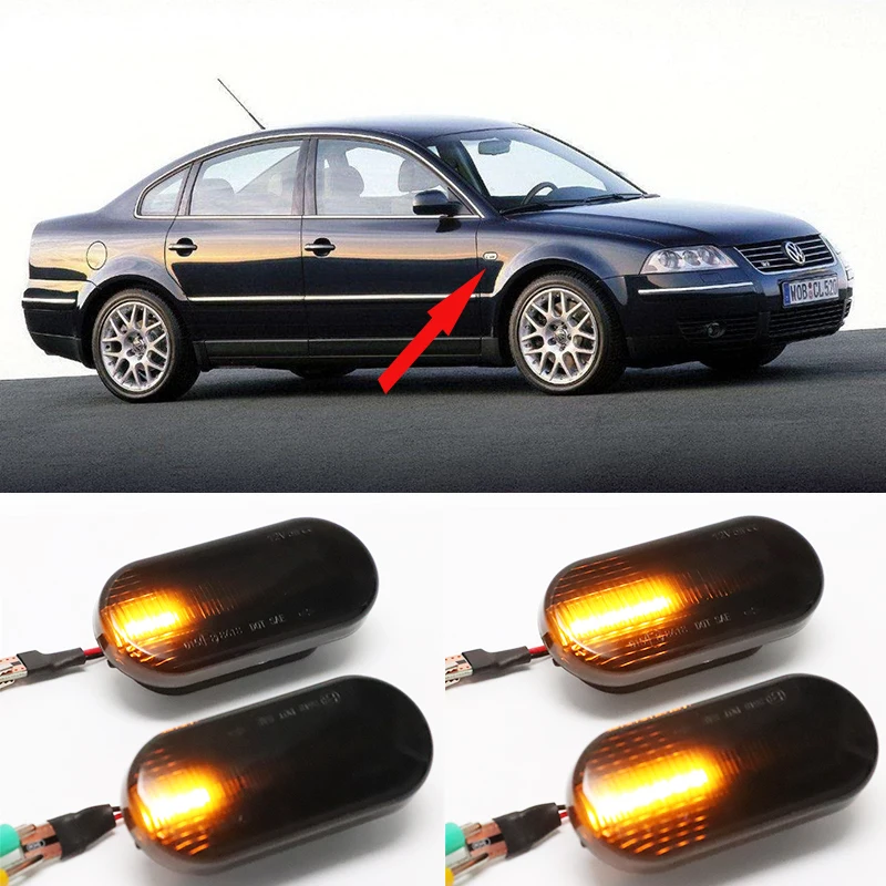 

2PCS Smoke Lens Dynamic Flowing LED Turn Signal Side Marker Light Lamp for Volkswagen VW Golf3 4 Bora Lupo Passat Polo