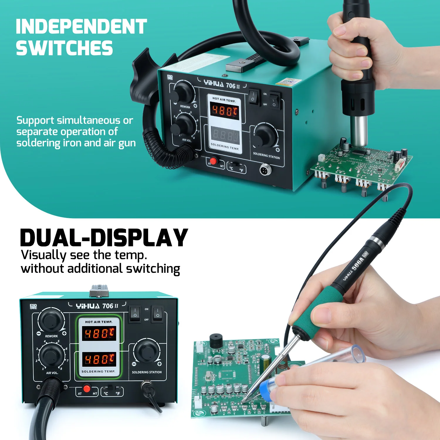 Desoldering Air Pump Hot Air Gun Rework Station T12 Tn Soldering Iron Station To