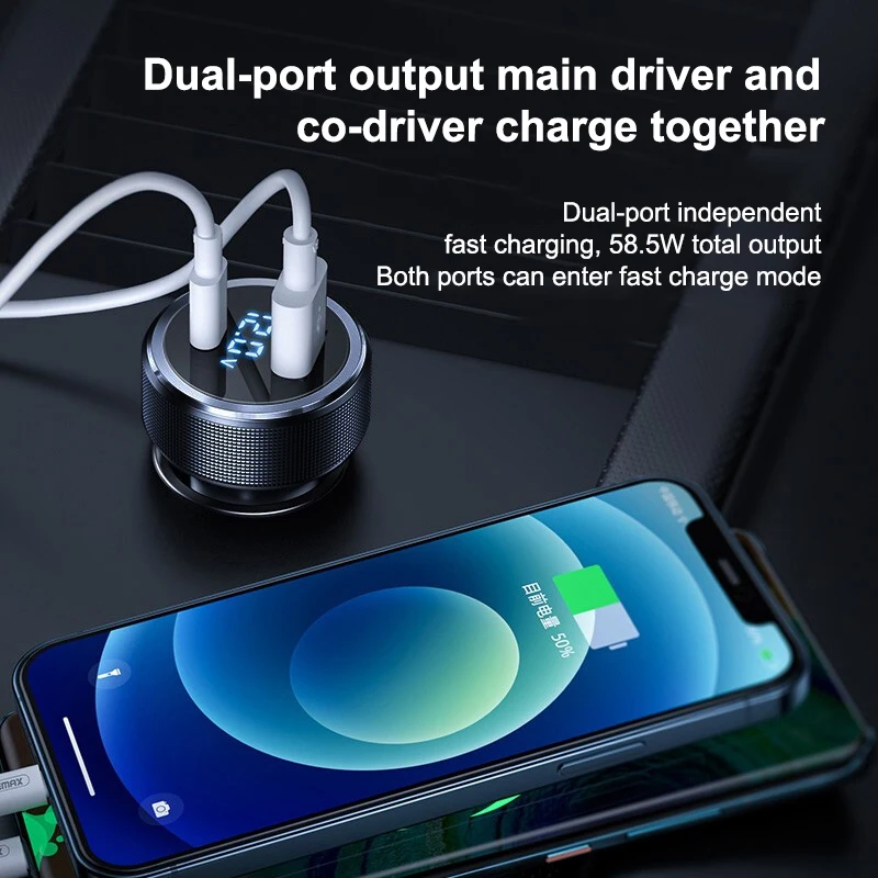 68W PD Car Charger USB Type C Fast Charging Phone Adapter for iPhone 13 12 Xiaomi Huawei Samsung S21 S22 Quick Charge 3.0