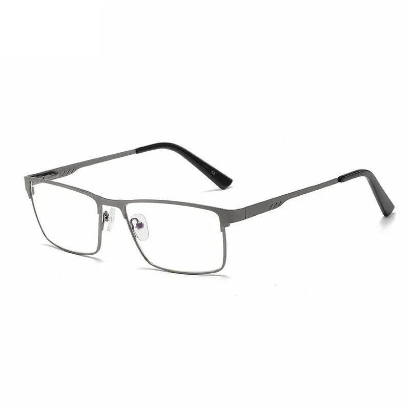 Reading Glasses Men Square Metal Frame Spring Leg Elderly Presbyopia Blue Light Blocking Eye Protection