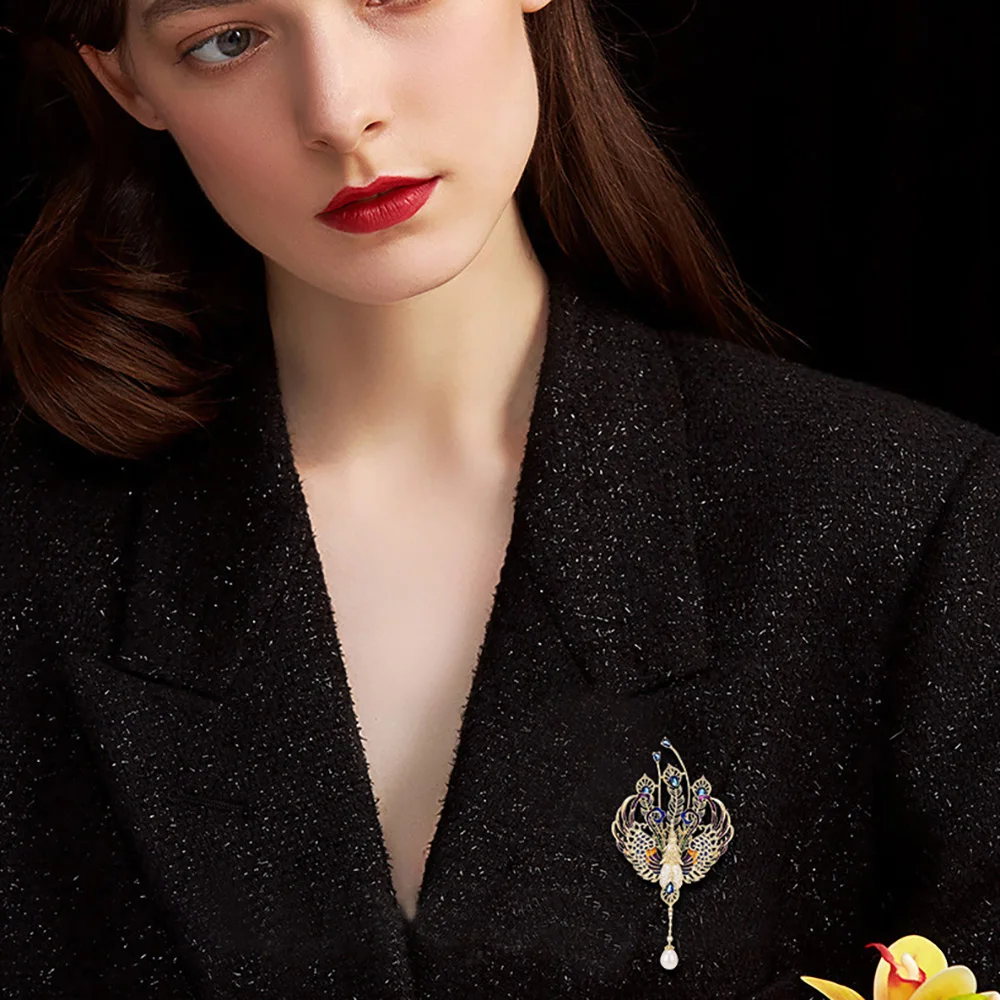 100% Silver Peacock Brooch Pin For Women With Nano Stones Designer Luxury Jewelry High Quality Trending Gift