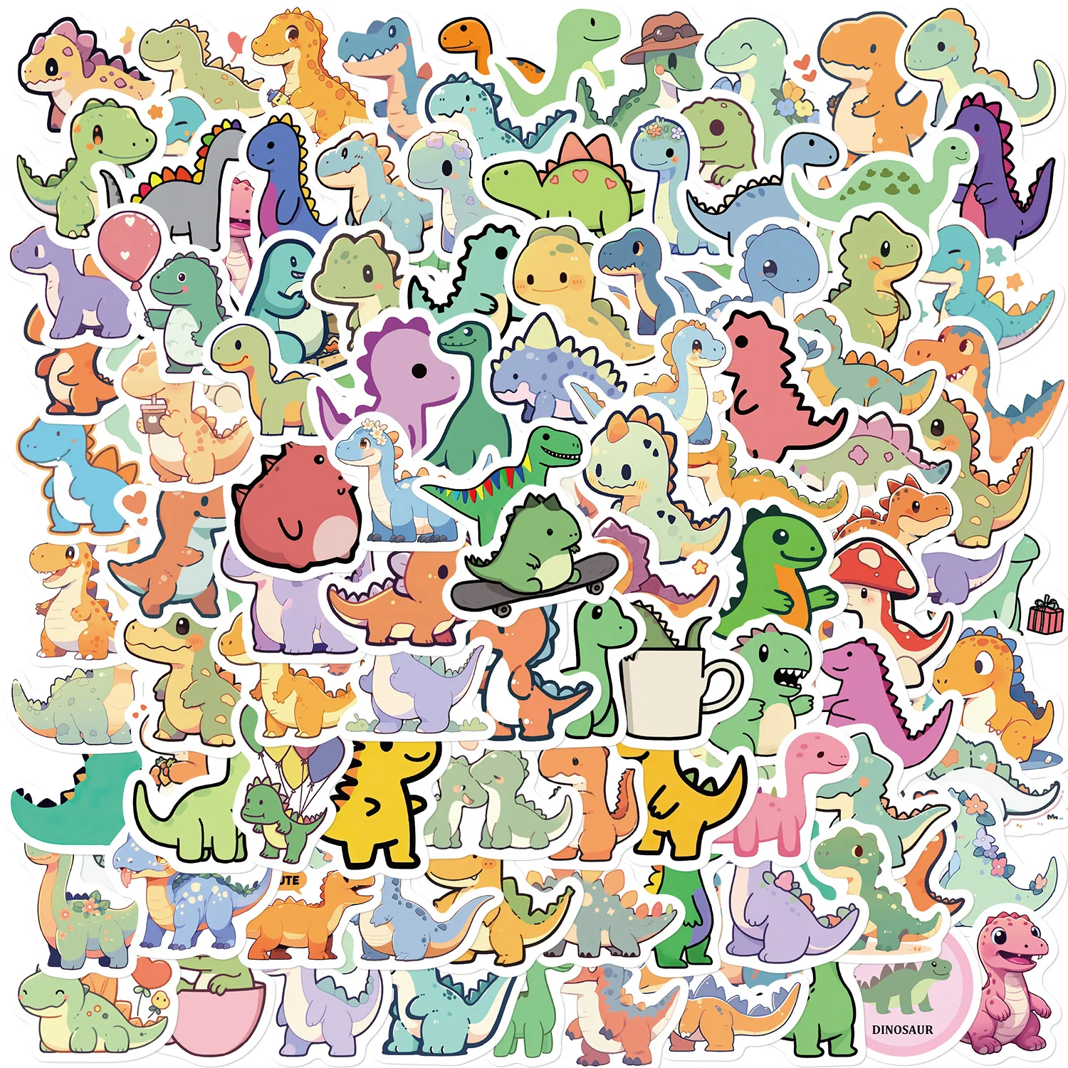 

50/100Pcs Cartoon Short Leg Dinosaur Stickers Graffiti Ornament Automobile Skateboard Decal Toy Waterproof Sticker Aesthetics