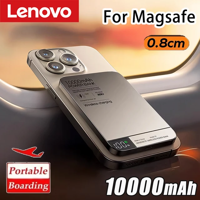Lenovo 10000mah Ultra-thin Power Bank Magnetic Wireless Digital Display Fast Charging External Battery For Magsafe For Iphone 1