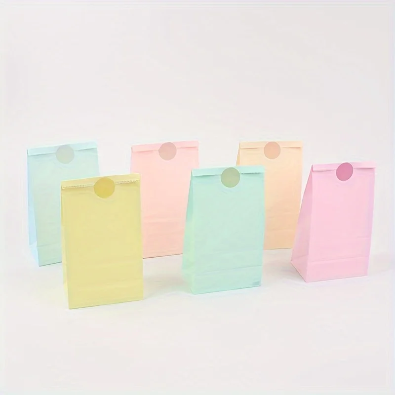 12 Pcs Large Vibrant Paper Gift Bags Colorful Mixed Loading Reusable Multi-Color Kraft Paper with Fun Stickers