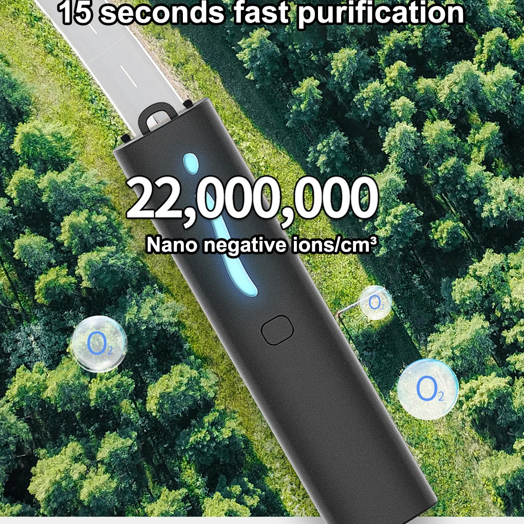 Portable Air Freshener Traveling Rechargeable Neck Hanging Ionizer Pocket Size Electronic Generator Dust Remover Grey