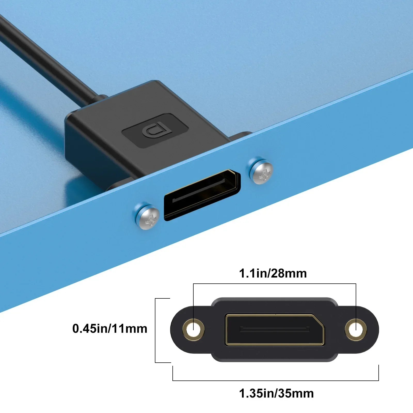 0.3M Angle DisplayPort 1.4 Extension Cable - 8K60Hz/4K144Hz Thin Cord