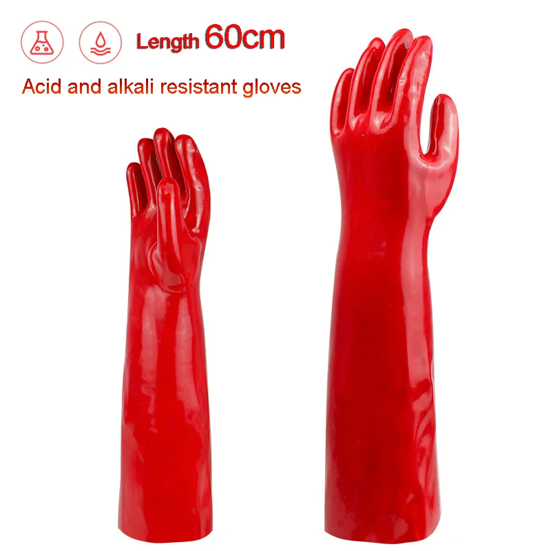 

red 60cm anti-chemical gloves lengthen Oil proof anti-corrosion chemistry Industrial oversleeve Acid and alkali resistance glove