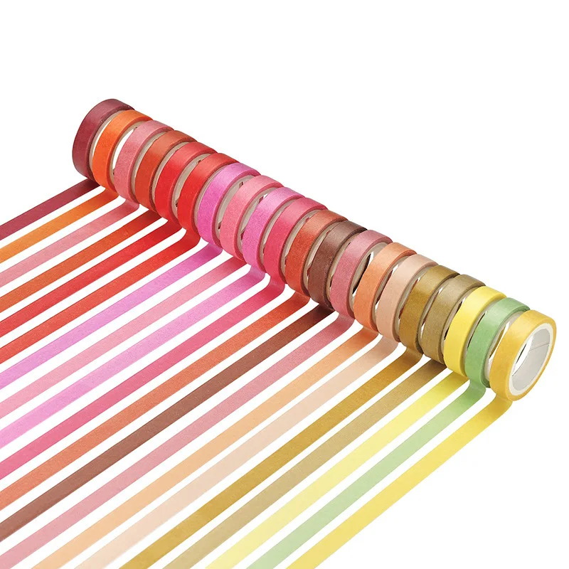 Decoration tape non-repetitive basic solid color rainbow tape for notebook diary DIY decoration office layout and paper sticker box set 60pcs