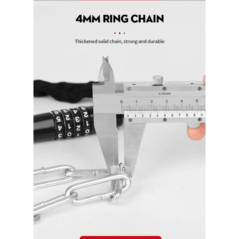 Motorcycle Chain Lock Electric Vehicle Anti-Theft 5 Digit Code Combination Security Lock Mount Bike Iron Chain Lock