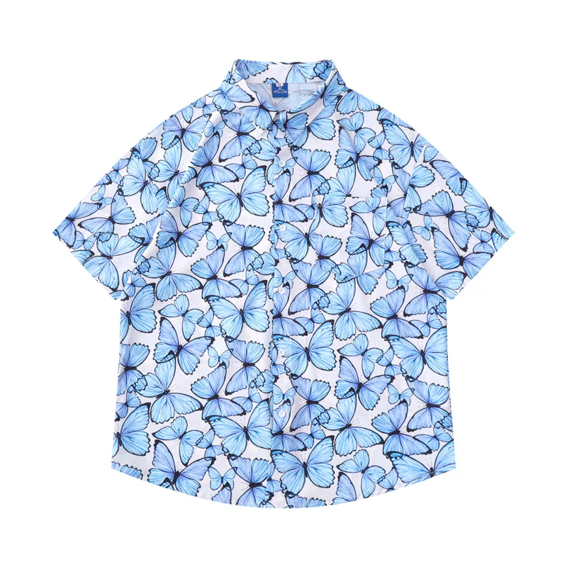 

Новые модные рубашки с коротким рукавом и принтом бабочки парные Свободные повседневные куртки на лето